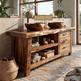 Brindlewood Live Edge Solid Wood Freestanding Bathroom Vanity With Drawers