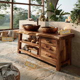 Brindlewood Live Edge Solid Wood Freestanding Bathroom Vanity With Drawers