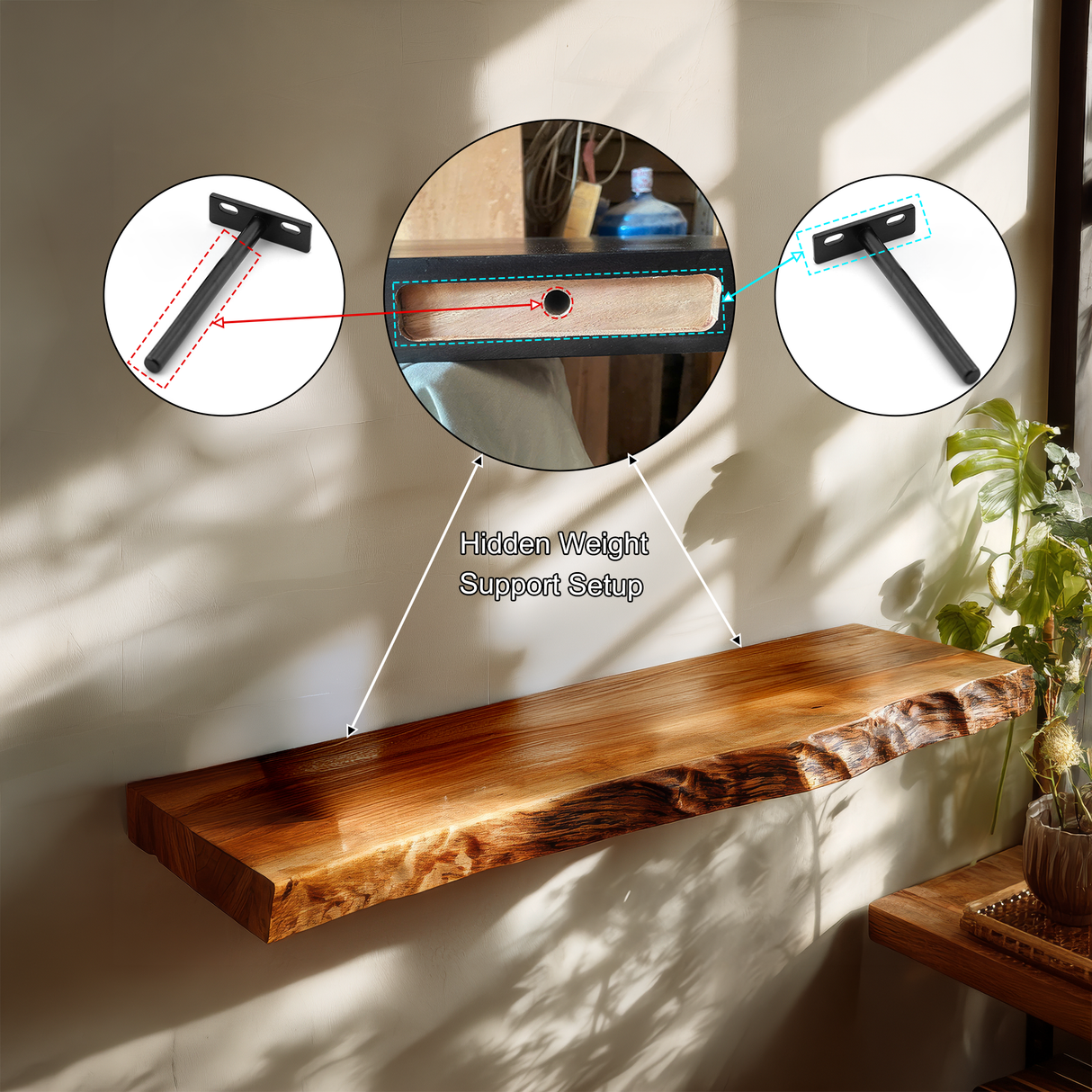 Brivena Live Edge Solid Wood Floating Shelf SPA945128 - Timberustic Floating Shelf