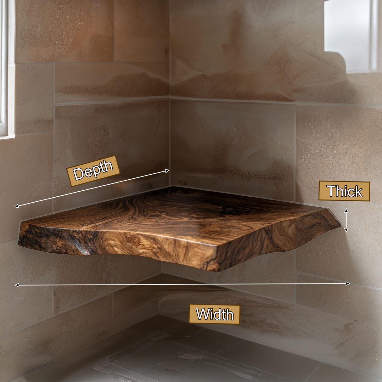 Brivon Live Edge Solid Wood Floating Shelf SPA253512 - Timberustic Floating Shelf