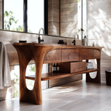Caelion Sculpted Solid Wood Freestanding Bathroom Vanity with Drawers - Timberustic Freestanding Bathroom Vanity with Drawers