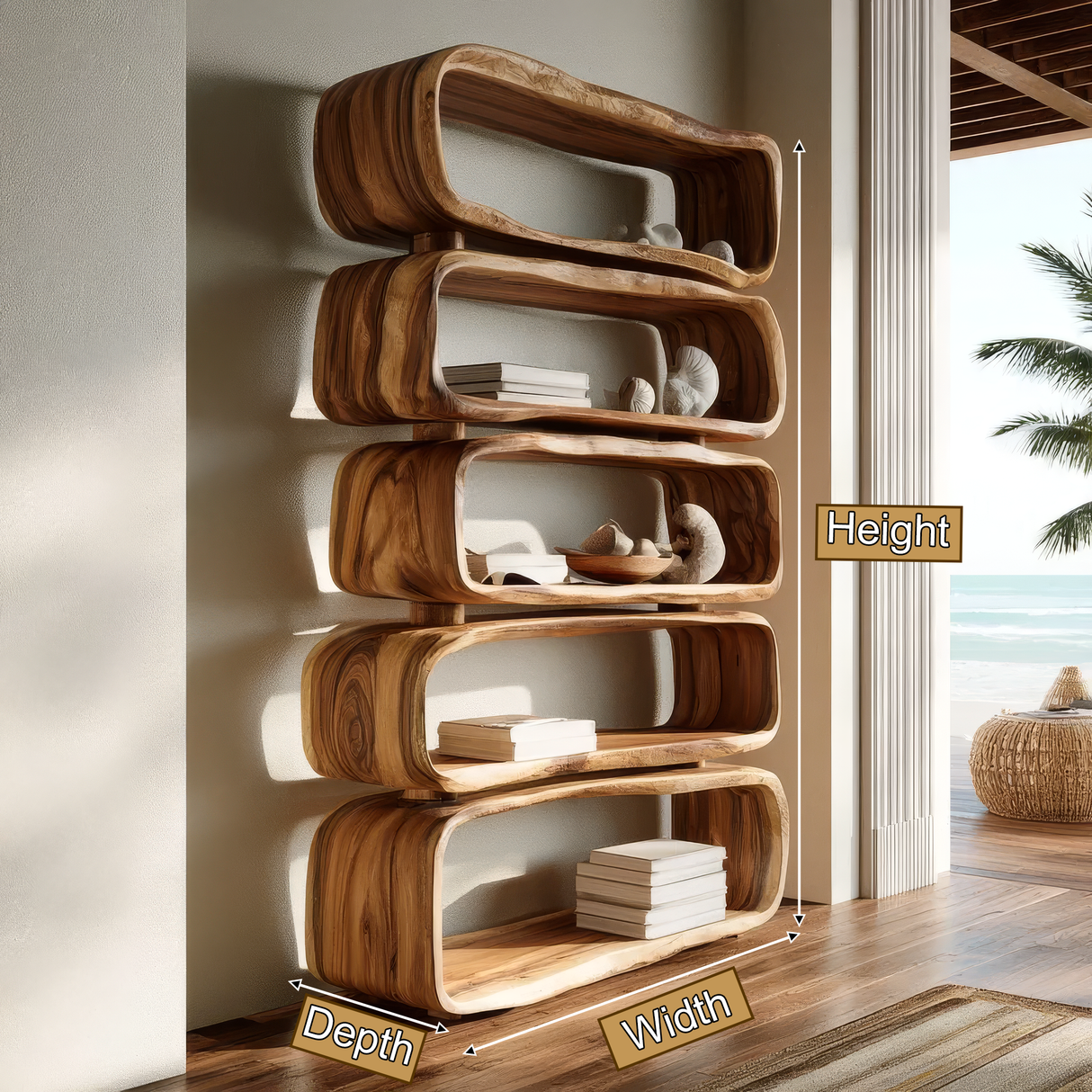Caelith Handcrafted Solid Wood Bookshelf