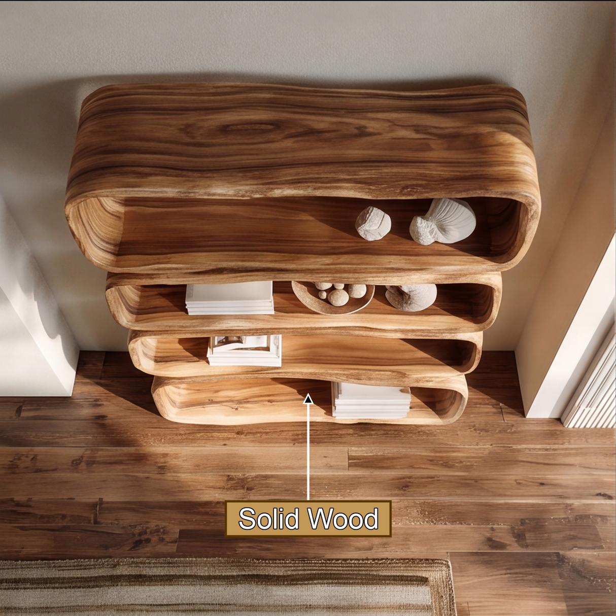 Caelith Handcrafted Solid Wood Bookshelf