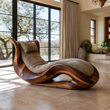 Caelith Handcrafted Solid Wood Chaise Lounge