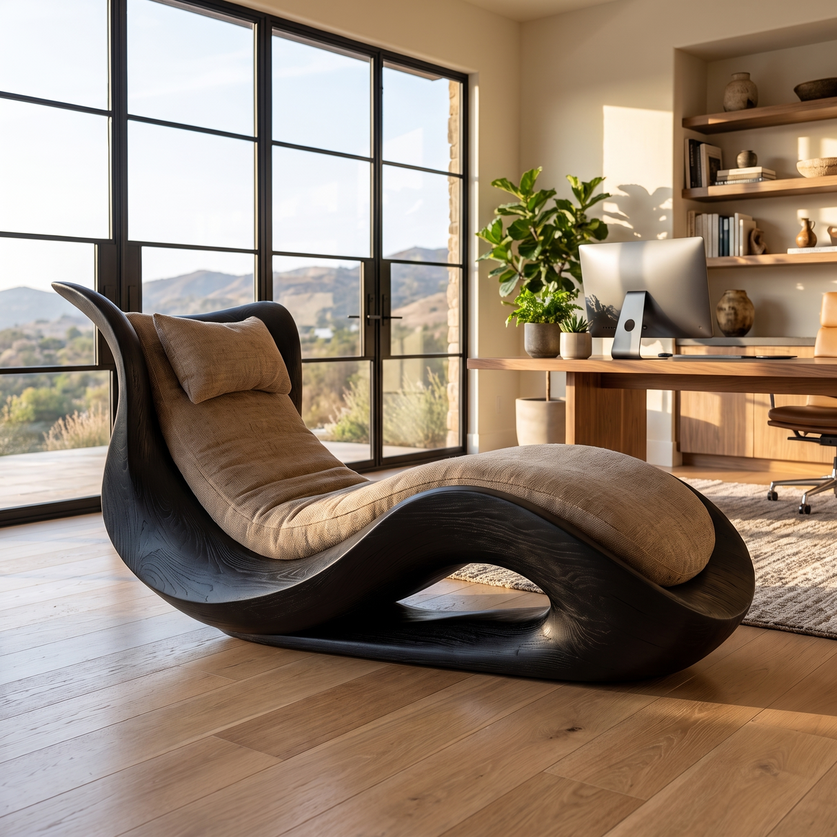 Caelith Handcrafted Solid Wood Chaise Lounge