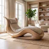 Caelith Handcrafted Solid Wood Chaise Lounge
