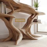 Caelith Sculpted Solid Wood Console Table with Shelves - Timberustic Console Table with Shelves