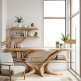 Caelith Sculpted Solid Wood Console Table with Shelves - Timberustic Console Table with Shelves