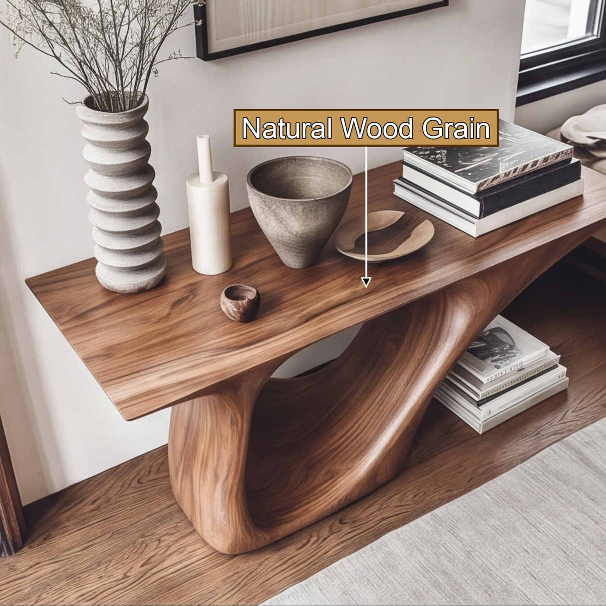 Caelithar Sculpted Solid Wood Console Table - Timberustic Console Table