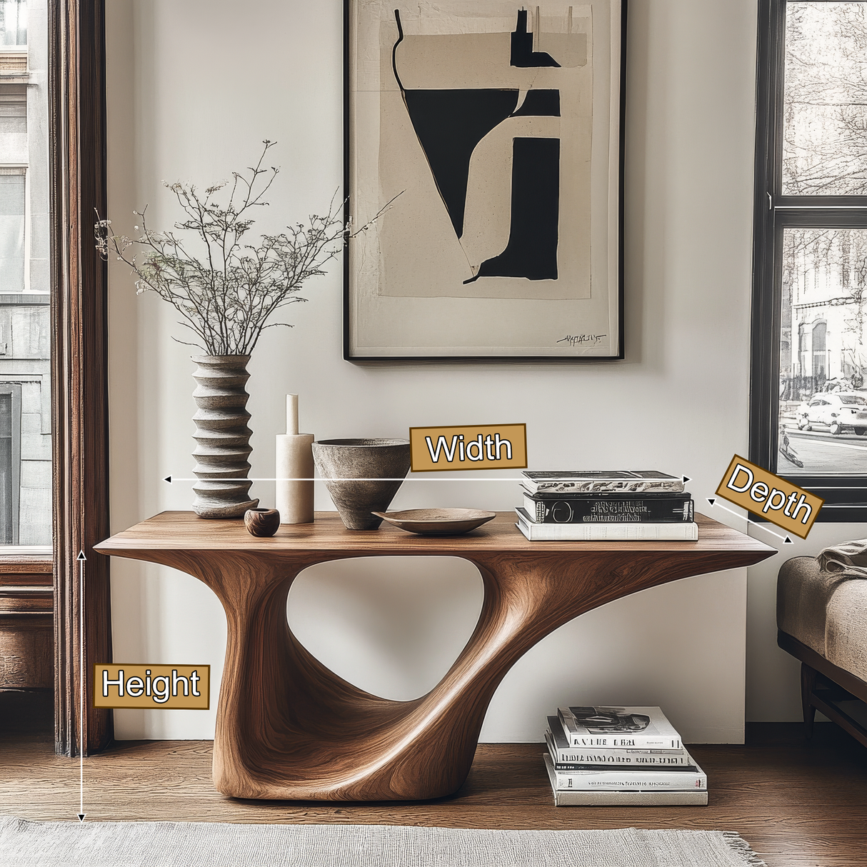 Caelithar Sculpted Solid Wood Console Table - Timberustic Console Table