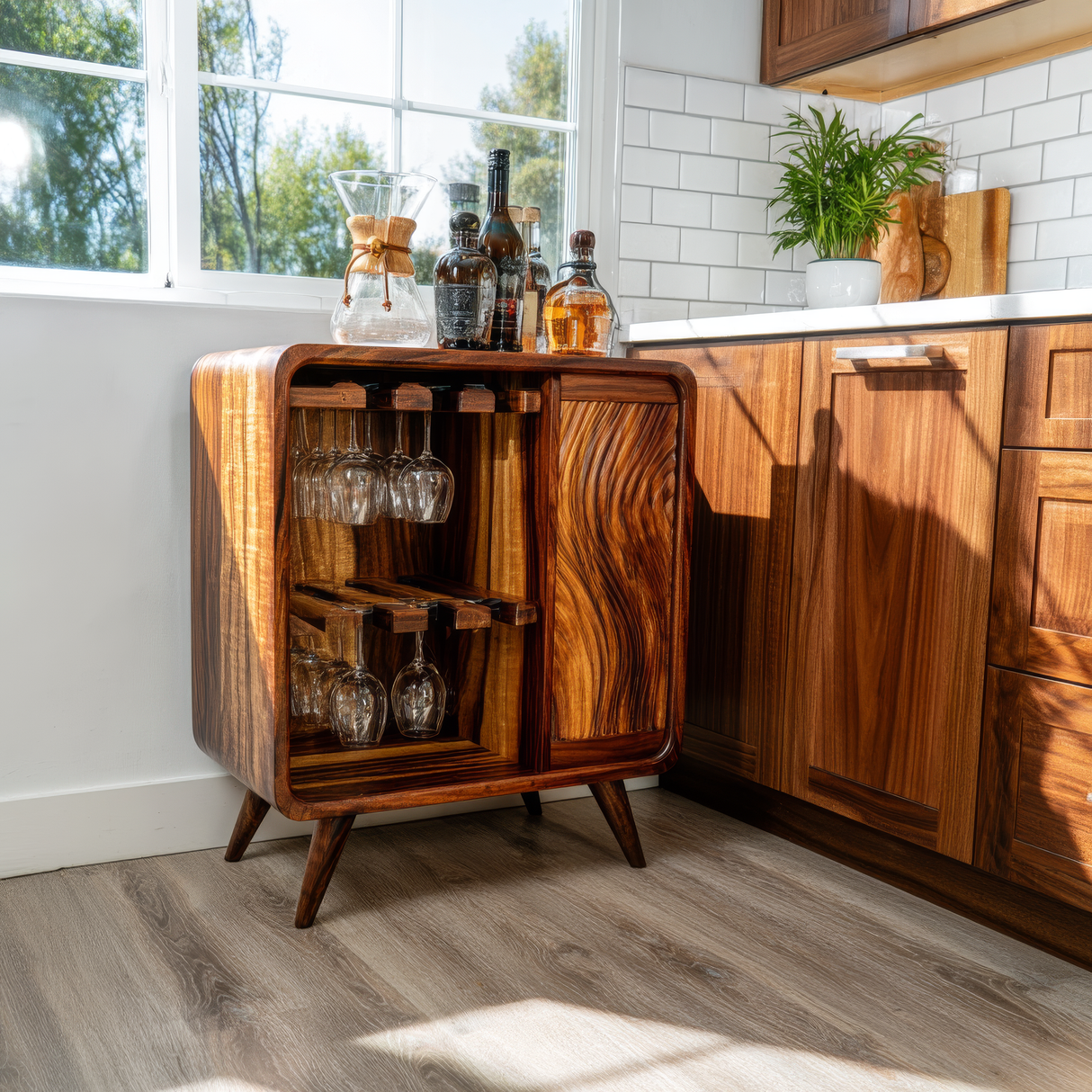 Caelmont Handcrafted Solid Wood Bar Cabinet