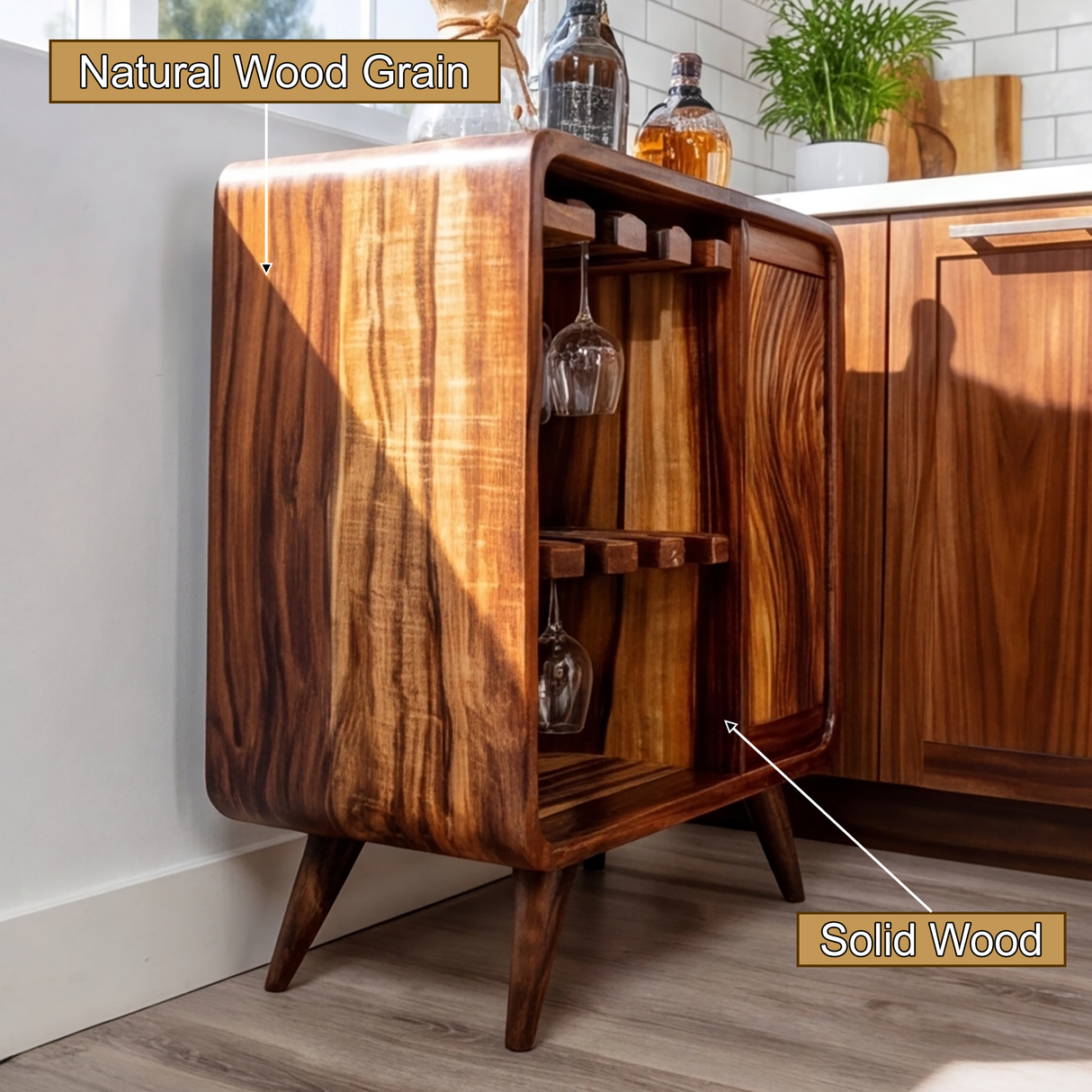 Caelmont Handcrafted Solid Wood Bar Cabinet