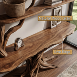 Caelreth Sculpted Solid Wood Console Table with Shelves - Timberustic Console Table with Shelves