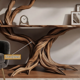 Caelreth Sculpted Solid Wood Console Table with Shelves - Timberustic Console Table with Shelves
