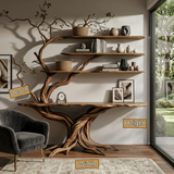 Caelreth Sculpted Solid Wood Console Table with Shelves - Timberustic Console Table with Shelves