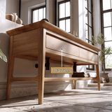 Caelric Handcrafted Solid Wood Freestanding Bathroom Vanity with Integrated Sinks and Drawers
