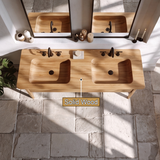 Caelric Handcrafted Solid Wood Freestanding Bathroom Vanity with Integrated Sinks and Drawers