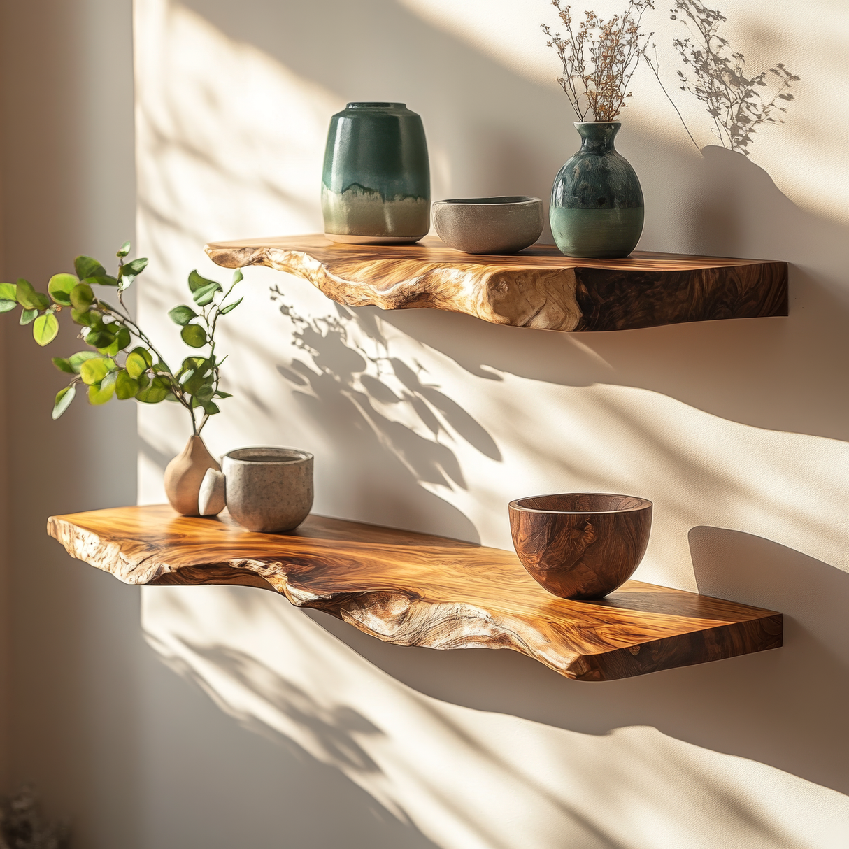 Caelric Live Edge Solid Wood Floating Shelf SPA395392 - Timberustic Floating Shelf