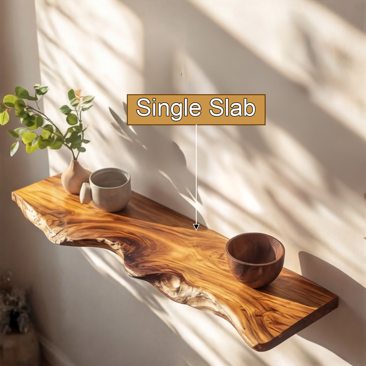 Caelric Live Edge Solid Wood Floating Shelf SPA395392 - Timberustic Floating Shelf