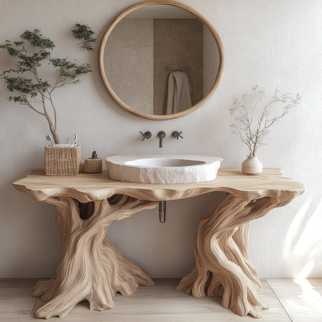 Caelric Rootform Solid Wood Freestanding Bathroom Vanity - Timberustic Freestanding Bathroom Vanity