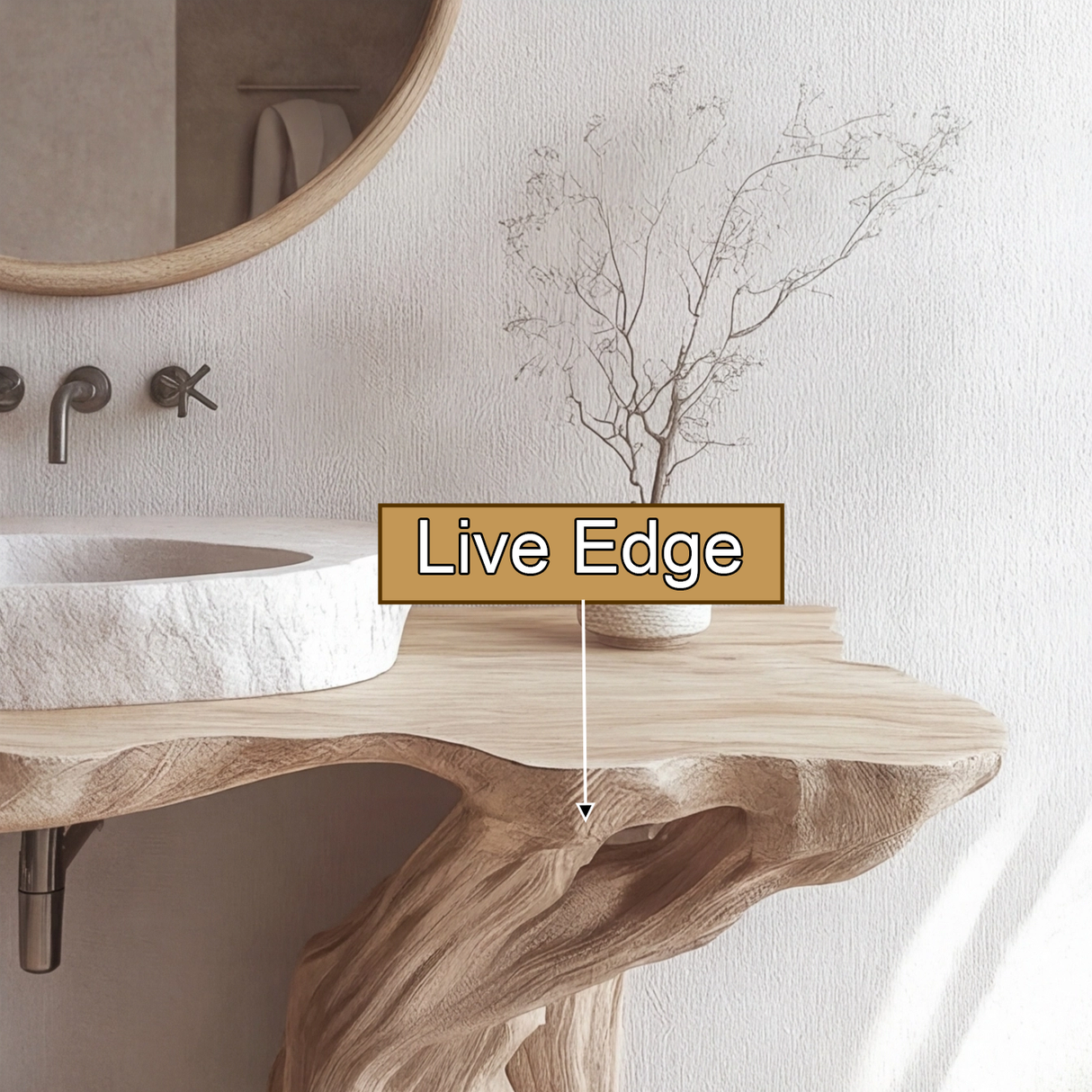 Caelric Rootform Solid Wood Freestanding Bathroom Vanity - Timberustic Freestanding Bathroom Vanity