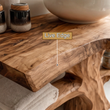 Caelric Rootform Solid Wood Freestanding Bathroom Vanity with Shelves - Timberustic Freestanding Bathroom Vanity with Shelves