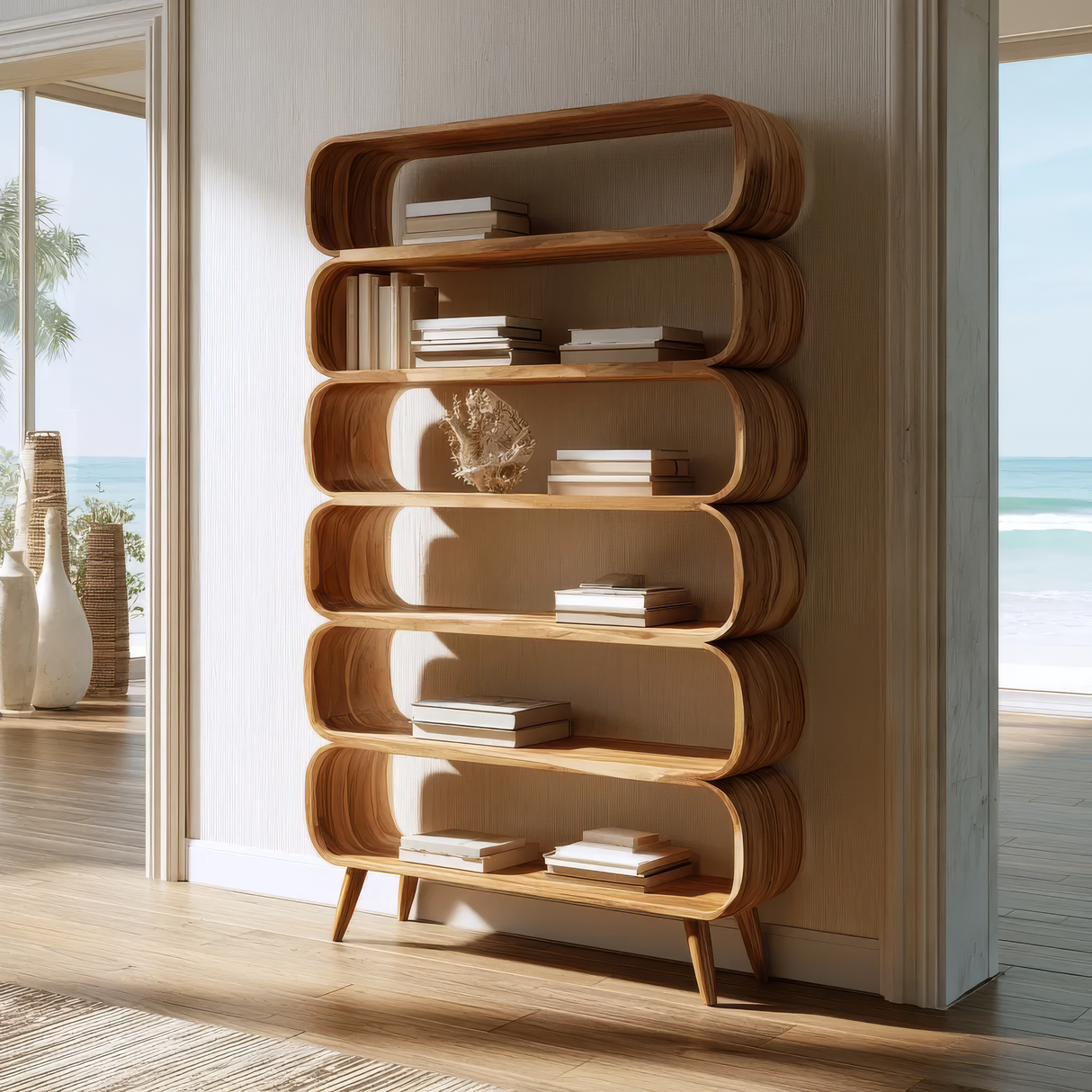 Caelric Sculpted Solid Wood Bookshelf - Timberustic Bookshelf