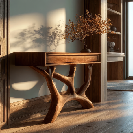 Caelrith Sculpted Solid Wood Console Table - Timberustic Console Table