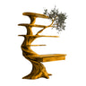 Caelrith Sculpted Solid Wood Tree Bookshelf with Drawers Teak - Timberustic Tree Bookshelf