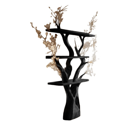 Caelroot Handcrafted Solid Wood Tree Bookshelf Black - Timberustic Tree Bookshelf