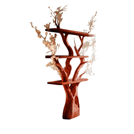 Caelroot Handcrafted Solid Wood Tree Bookshelf Mahogany - Timberustic Tree Bookshelf