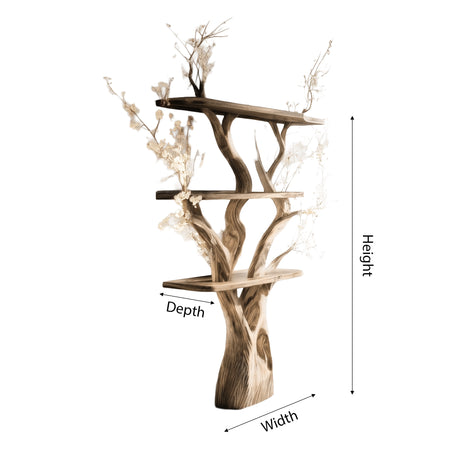 Caelroot Handcrafted Solid Wood Tree Bookshelf - Timberustic Tree Bookshelf