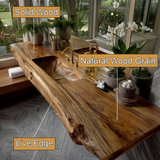 Caelthar Live Edge Solid Wood Floating Bathroom Vanity with Integrated Sink SPA264589 - Timberustic Floating Bathroom Vanity with Integrated Sink