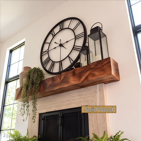 Caelthorn Carved Solid Wood Fireplace Mantel Shelf - Timberustic Fireplace Mantel Shelf