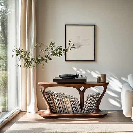 Caelthorn Handcrafted Solid Wood Record Player Stand SPA104642 - Timberustic Record Player Stand With Storage