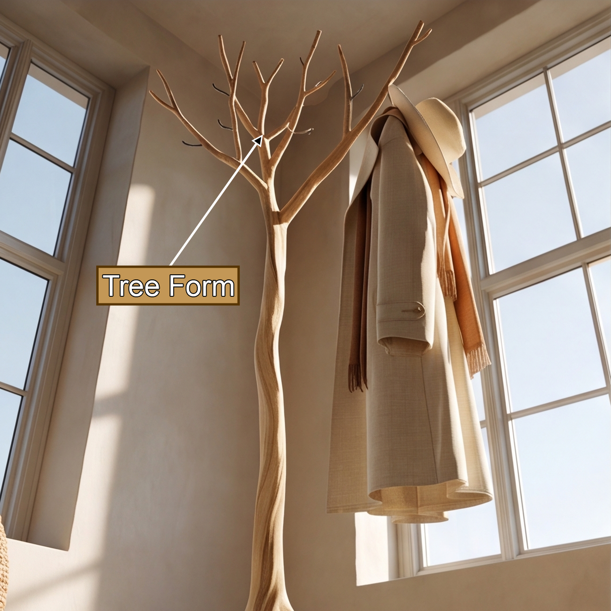 Caelthorn Sculpted Solid Wood Tree Coat Rack - Timberustic Tree Coat Rack