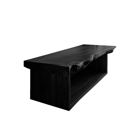 Caelum Live Edge Solid Wood Floating Bathroom Vanity with Open Storage Black - Timberustic Floating Bathroom Vanity with Open Storage