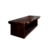 Caelum Live Edge Solid Wood Floating Bathroom Vanity with Open Storage Dark Walnut - Timberustic Floating Bathroom Vanity with Open Storage