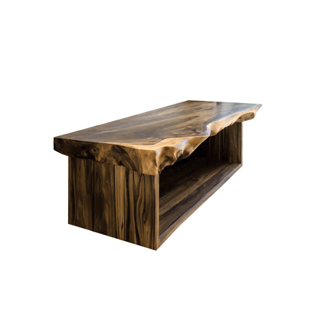 Caelum Live Edge Solid Wood Floating Bathroom Vanity with Open Storage Natural Oak - Timberustic Floating Bathroom Vanity with Open Storage