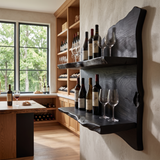 Caelvorn Live Edge Handcrafted Floating Wine Shelf Black - Timberustic Floating Wine Shelf