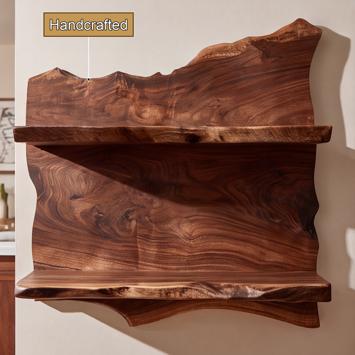 Caelvorn Live Edge Handcrafted Floating Wine Shelf - Timberustic Floating Wine Shelf