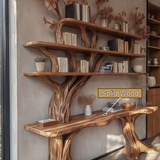 Caelvorn Live Edge Solid Wood Console Table with Shelves - Timberustic Console Table with Shelves
