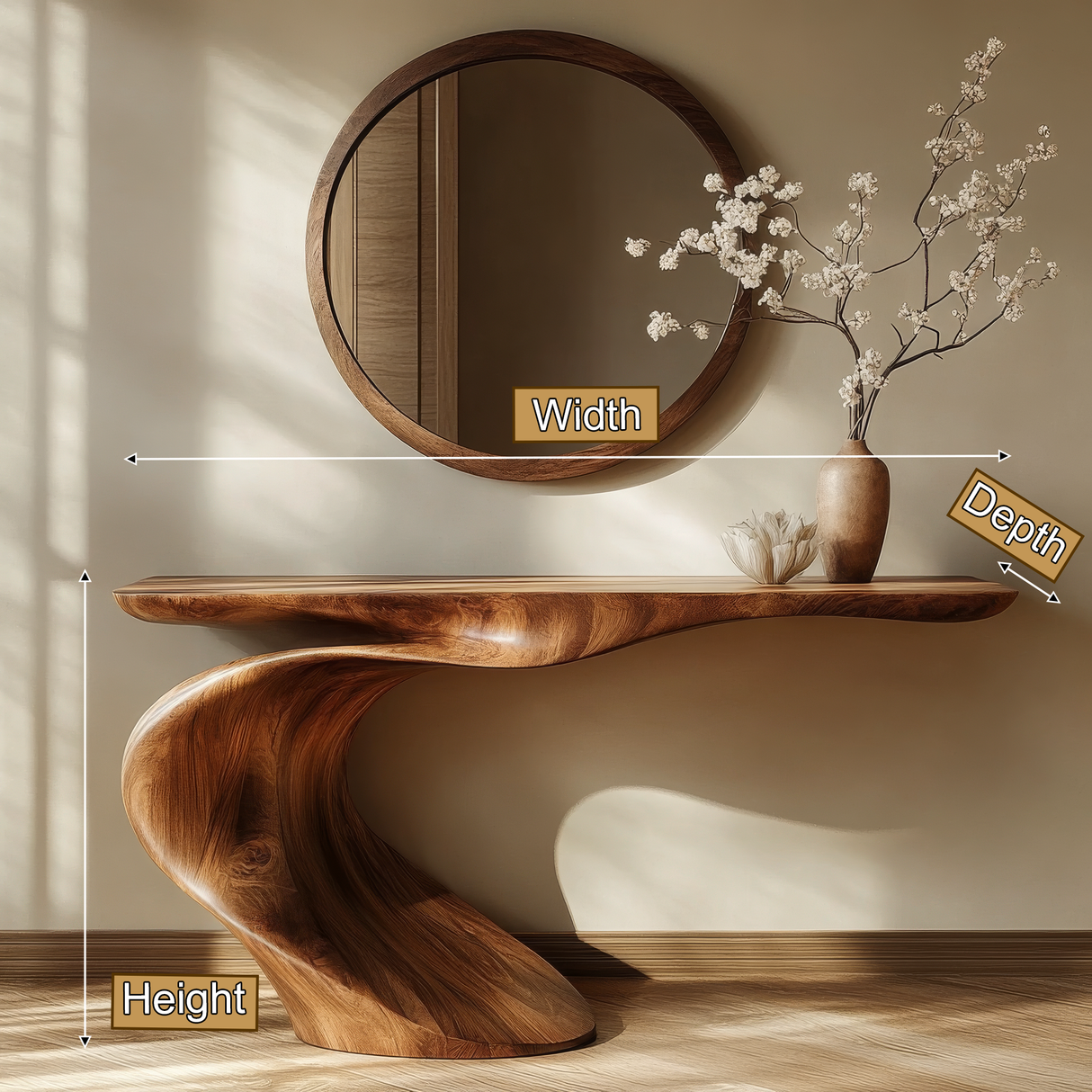 Caelvorn Sculpted Solid Wood Console Table - Timberustic Console Table