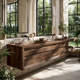 Caelvorn Sculpted Solid Wood Floating Bathroom Vanity with Integrated Sinks and Drawers