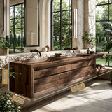 Caelvorn Sculpted Solid Wood Floating Bathroom Vanity with Integrated Sinks and Drawers