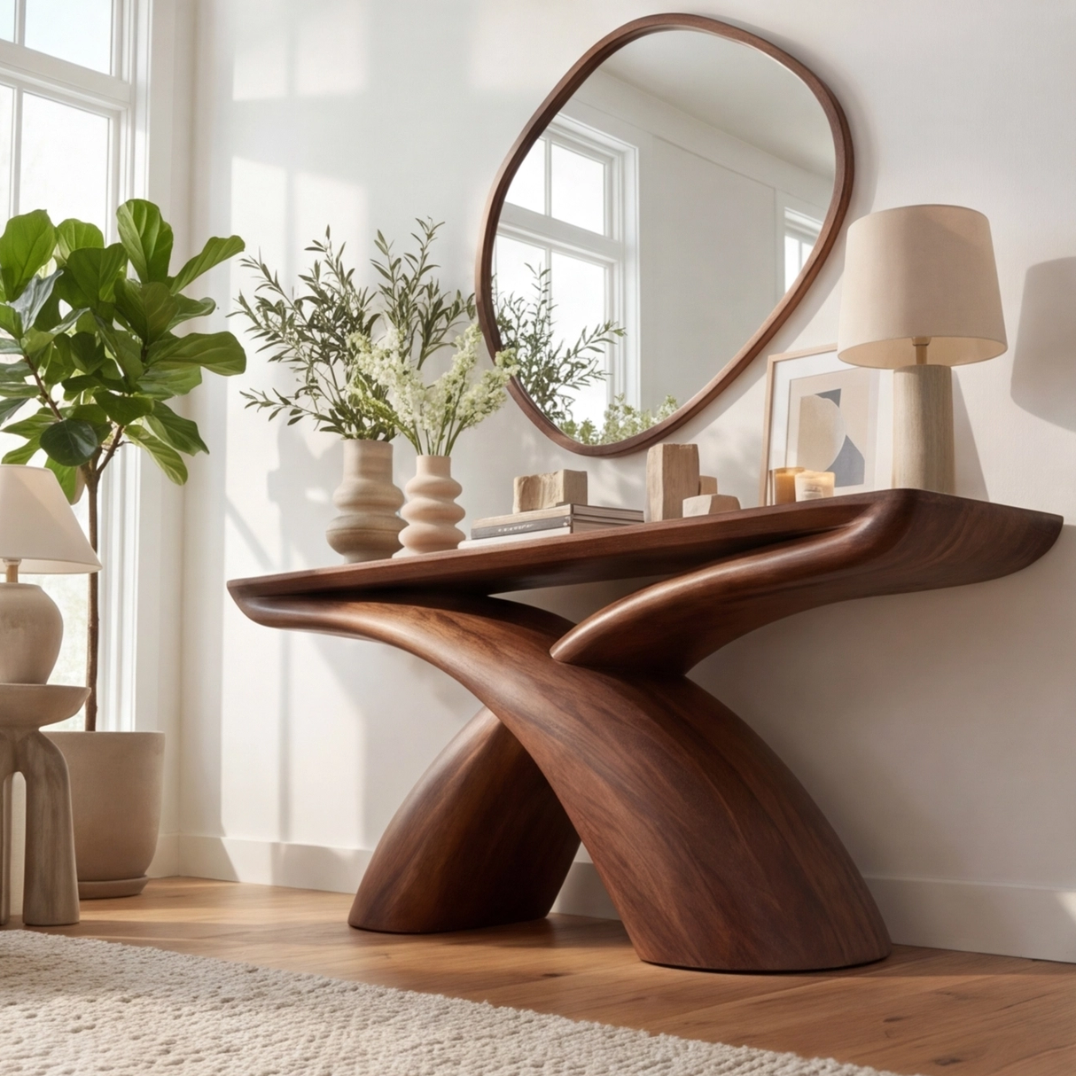 Caelvyn Sculpted Solid Wood Console Table - Timberustic Console Table