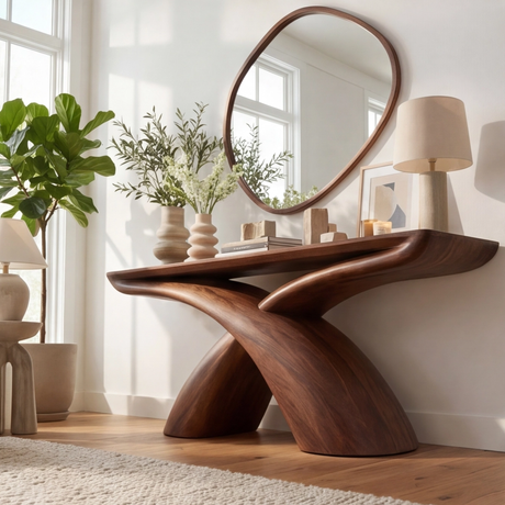 Caelvyn Sculpted Solid Wood Console Table - Timberustic Console Table