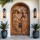 Caelvyr Sculpted Solid Wood Arched Double Doors - Timberustic Door