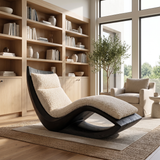 Caelwyn Handcrafted Sculpted Solid Wood Chaise Lounge