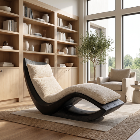 Caelwyn Handcrafted Sculpted Solid Wood Chaise Lounge Black - Timberustic Chaise Lounge